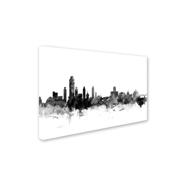 Michael Tompsett 'Albany New York Skyline B&W' Canvas Art,12x19